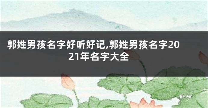 郭姓男孩名字好听好记,郭姓男孩名字2021年名字大全