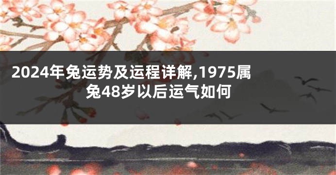 2024年兔运势及运程详解,1975属兔48岁以后运气如何