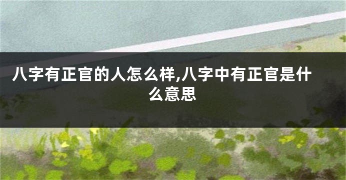 八字有正官的人怎么样,八字中有正官是什么意思