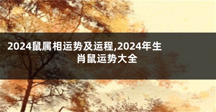 2024鼠属相运势及运程,2024年生肖鼠运势大全