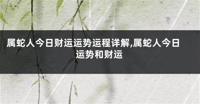 属蛇人今日财运运势运程详解,属蛇人今日运势和财运