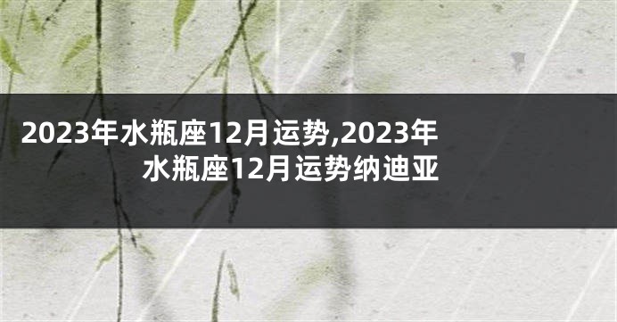 2023年水瓶座12月运势,2023年水瓶座12月运势纳迪亚