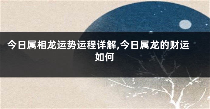 今日属相龙运势运程详解,今日属龙的财运如何