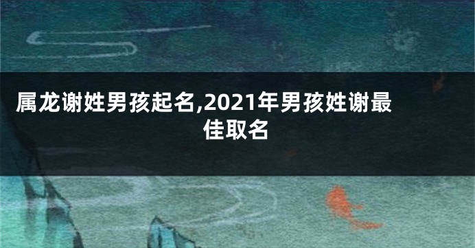 属龙谢姓男孩起名,2021年男孩姓谢最佳取名