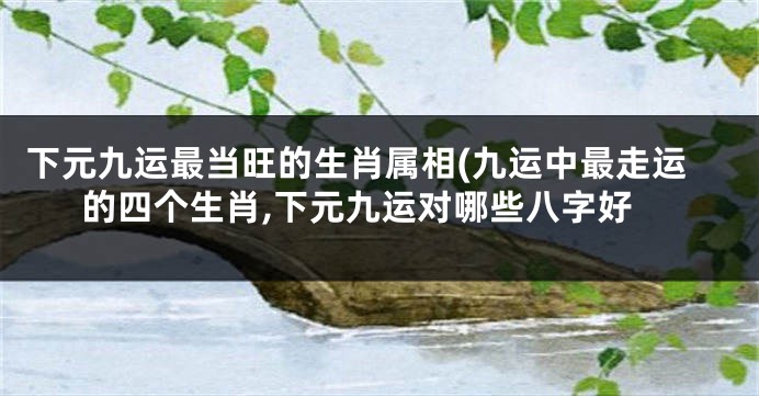 下元九运最当旺的生肖属相(九运中最走运的四个生肖,下元九运对哪些八字好