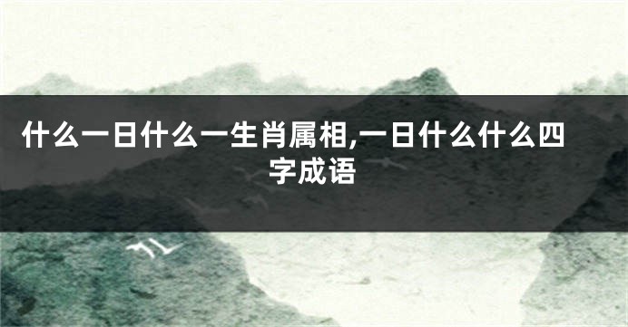 什么一日什么一生肖属相,一日什么什么四字成语