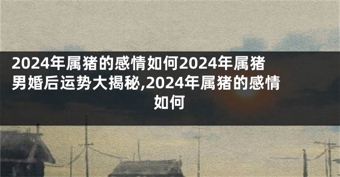 2024年属猪的感情如何2024年属猪男婚后运势大揭秘,2024年属猪的感情如何