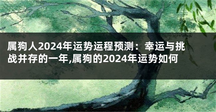 属狗人2024年运势运程预测：幸运与挑战并存的一年,属狗的2024年运势如何