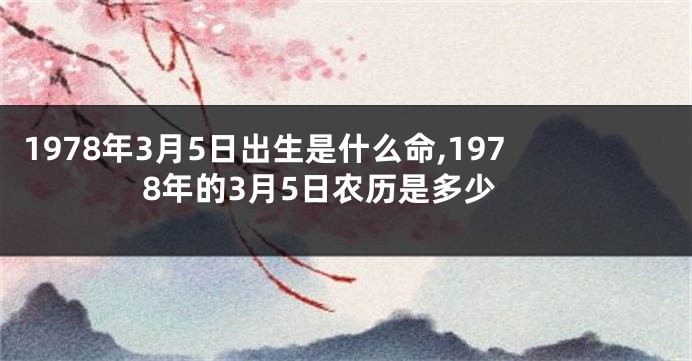 1978年3月5日出生是什么命,1978年的3月5日农历是多少