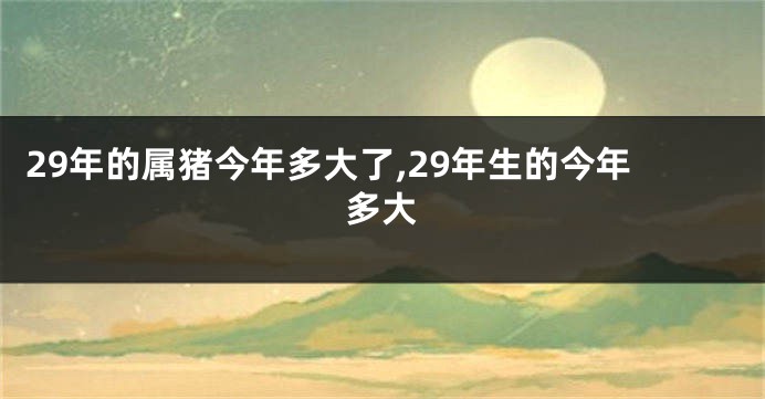 29年的属猪今年多大了,29年生的今年多大