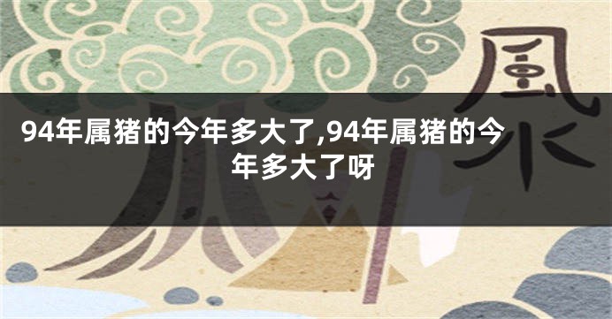 94年属猪的今年多大了,94年属猪的今年多大了呀