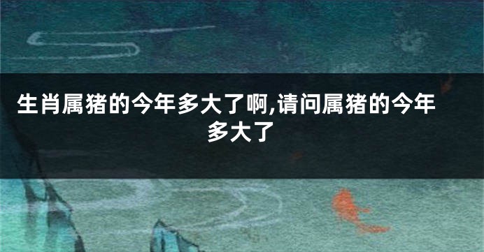 生肖属猪的今年多大了啊,请问属猪的今年多大了