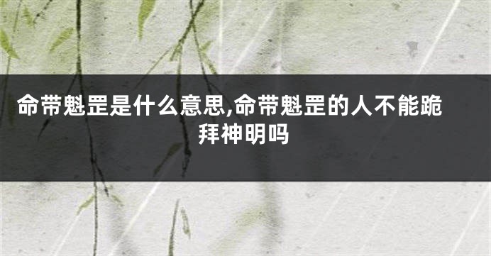 命带魁罡是什么意思,命带魁罡的人不能跪拜神明吗