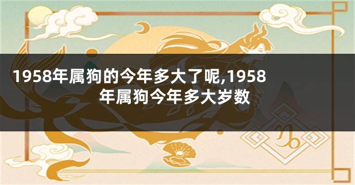 1958年属狗的今年多大了呢,1958年属狗今年多大岁数