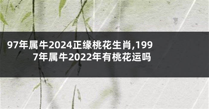 97年属牛2024正缘桃花生肖,1997年属牛2022年有桃花运吗