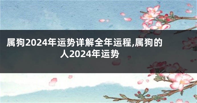 属狗2024年运势详解全年运程,属狗的人2024年运势