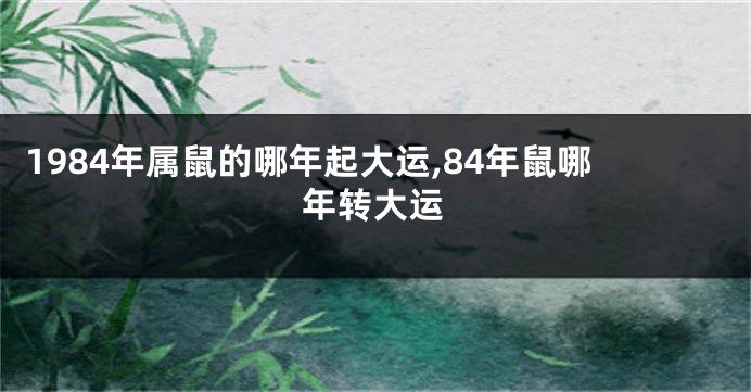 1984年属鼠的哪年起大运,84年鼠哪年转大运