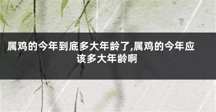 属鸡的今年到底多大年龄了,属鸡的今年应该多大年龄啊