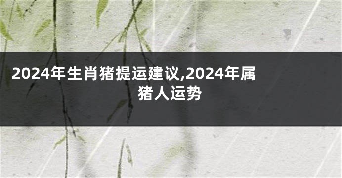 2024年生肖猪提运建议,2024年属猪人运势