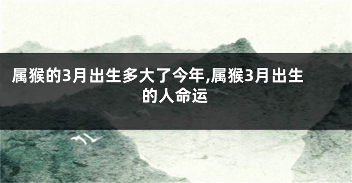 属猴的3月出生多大了今年,属猴3月出生的人命运