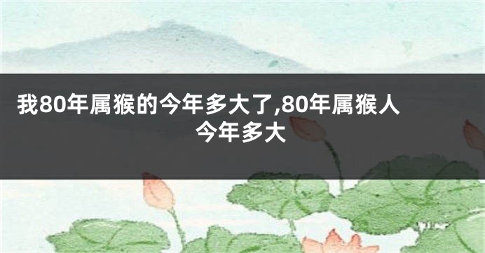 我80年属猴的今年多大了,80年属猴人今年多大