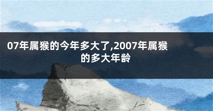 07年属猴的今年多大了,2007年属猴的多大年龄