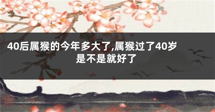 40后属猴的今年多大了,属猴过了40岁是不是就好了