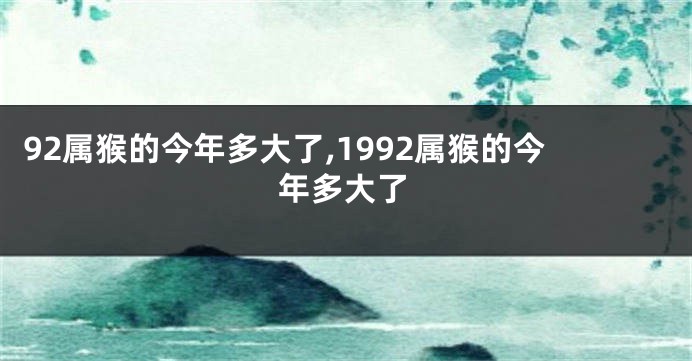 92属猴的今年多大了,1992属猴的今年多大了