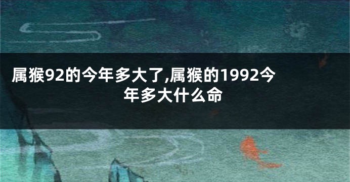 属猴92的今年多大了,属猴的1992今年多大什么命