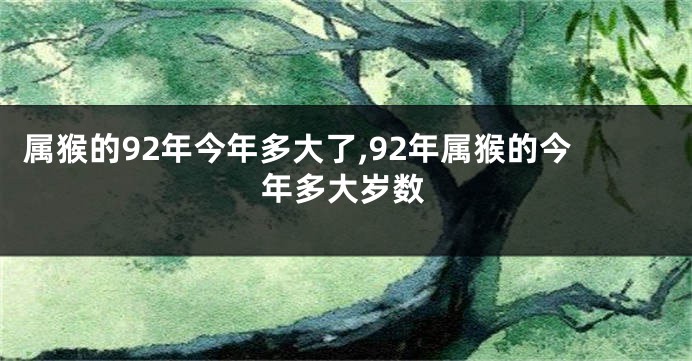 属猴的92年今年多大了,92年属猴的今年多大岁数