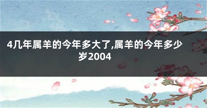 4几年属羊的今年多大了,属羊的今年多少岁2004