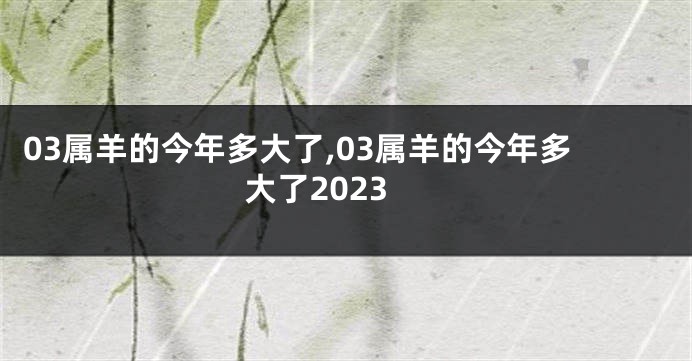 03属羊的今年多大了,03属羊的今年多大了2023