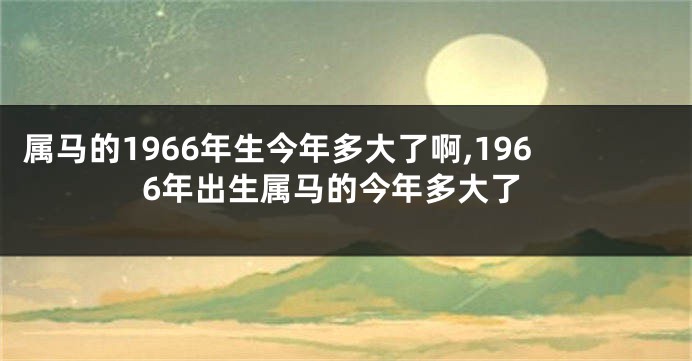 属马的1966年生今年多大了啊,1966年出生属马的今年多大了