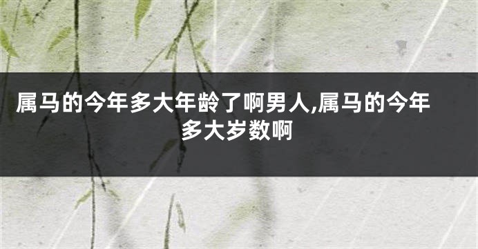 属马的今年多大年龄了啊男人,属马的今年多大岁数啊