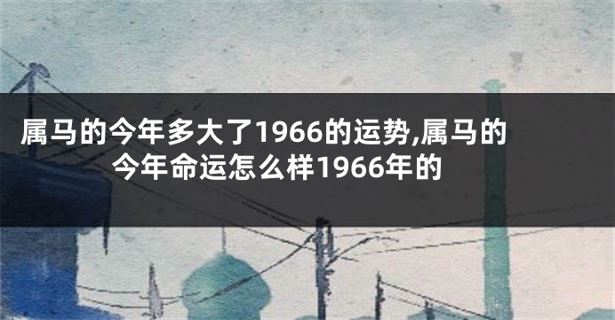 属马的今年多大了1966的运势,属马的今年命运怎么样1966年的