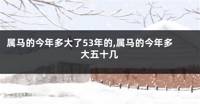 属马的今年多大了53年的,属马的今年多大五十几