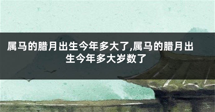 属马的腊月出生今年多大了,属马的腊月出生今年多大岁数了