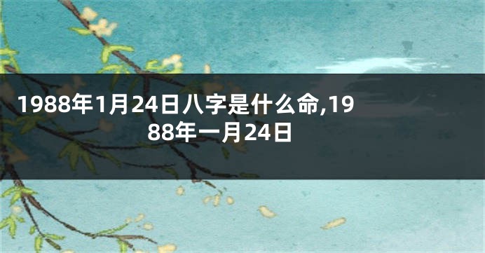 1988年1月24日八字是什么命,1988年一月24日