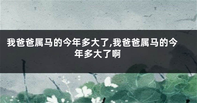 我爸爸属马的今年多大了,我爸爸属马的今年多大了啊