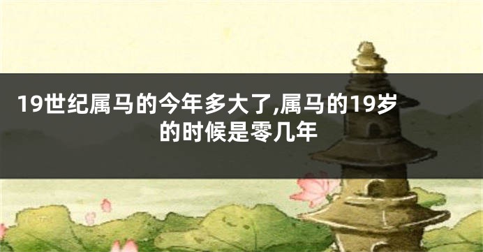 19世纪属马的今年多大了,属马的19岁的时候是零几年