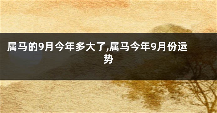 属马的9月今年多大了,属马今年9月份运势