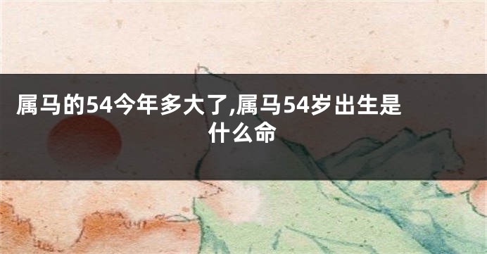 属马的54今年多大了,属马54岁出生是什么命