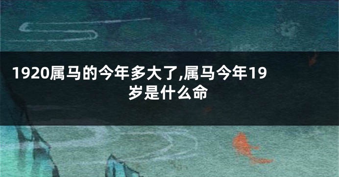 1920属马的今年多大了,属马今年19岁是什么命