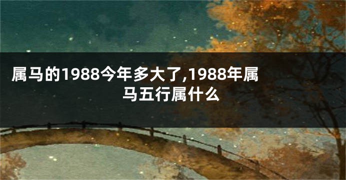 属马的1988今年多大了,1988年属马五行属什么