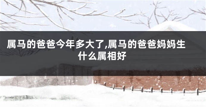 属马的爸爸今年多大了,属马的爸爸妈妈生什么属相好