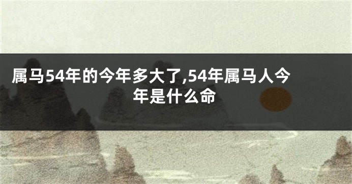 属马54年的今年多大了,54年属马人今年是什么命