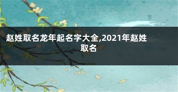 赵姓取名龙年起名字大全,2021年赵姓取名