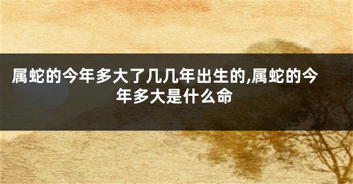 属蛇的今年多大了几几年出生的,属蛇的今年多大是什么命