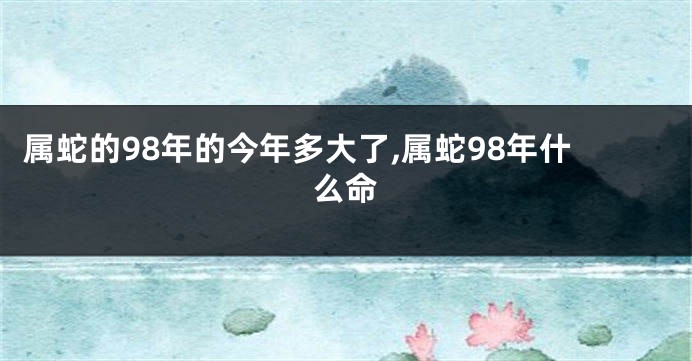 属蛇的98年的今年多大了,属蛇98年什么命