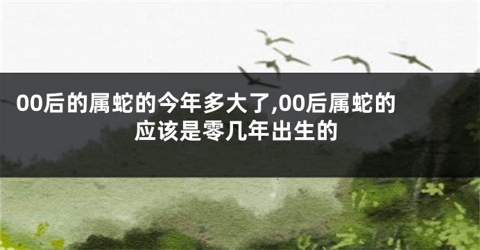 00后的属蛇的今年多大了,00后属蛇的应该是零几年出生的